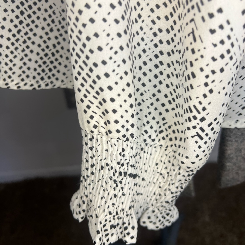 Apt. 9 White Blouse with Black Dot Print - Picture 6 of 16